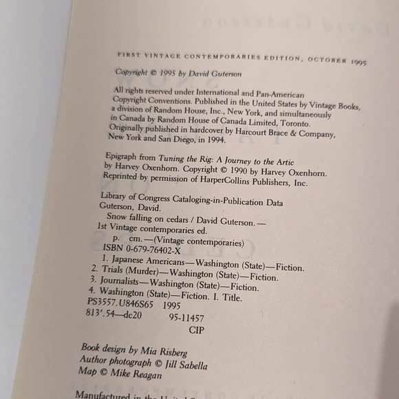 Snow Falling on Cedars (1995, Paperback) - David Guterson [Fiction] - Picture 3 of 7